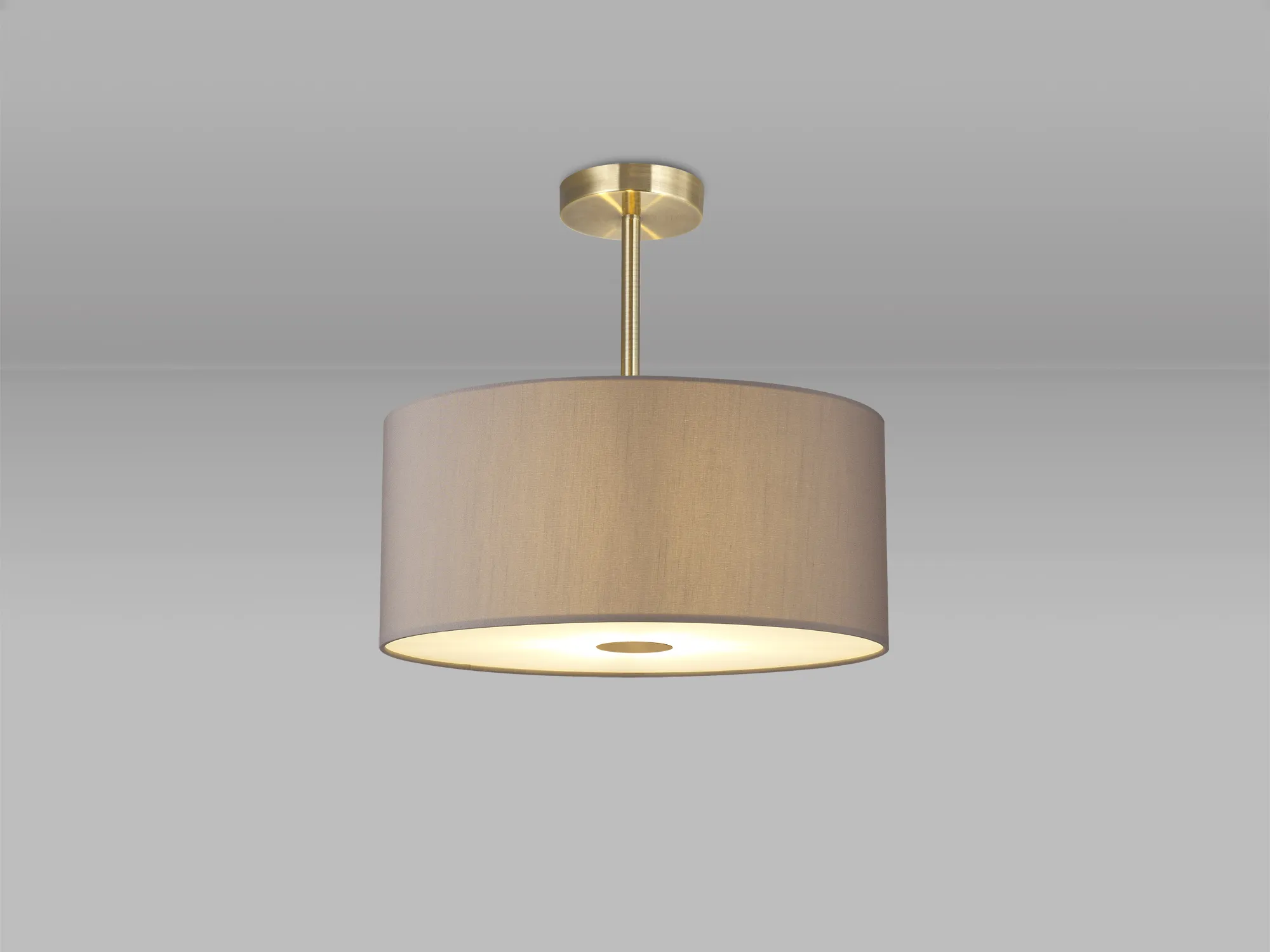 Baymont 40cm Semi Flush 3 Light Antique Brass, Grey, Frosted Diffuser DK0380  Deco Baymont AB GR
